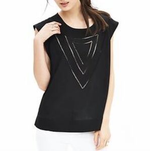 Banana Republic Black Embroidered Muscle Tee